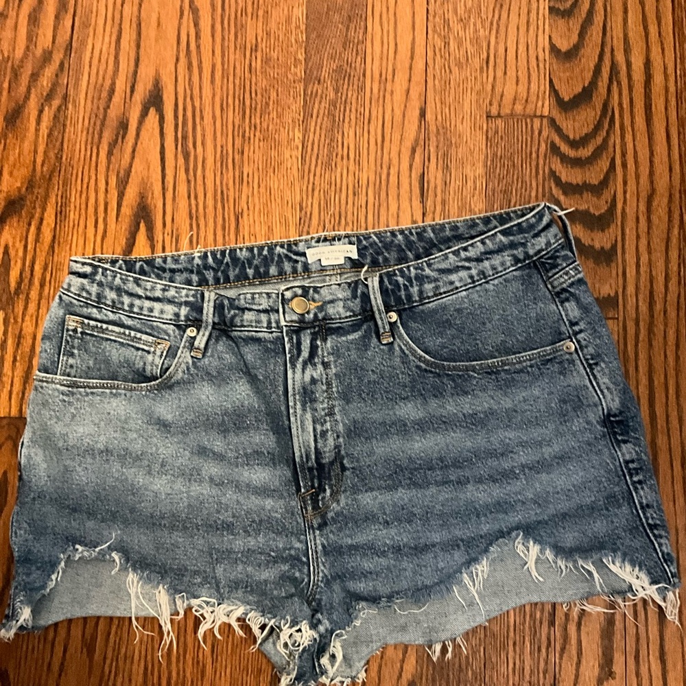 Good American Distressed Blue Jean Shorts